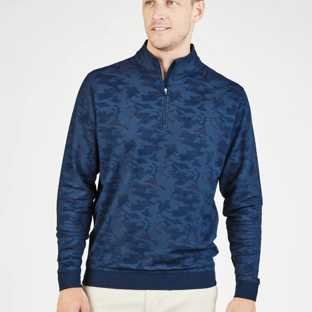 Tasc Performance Cloud French Terry Quarter Zip Pullover Sweater  Tee $118 Blue